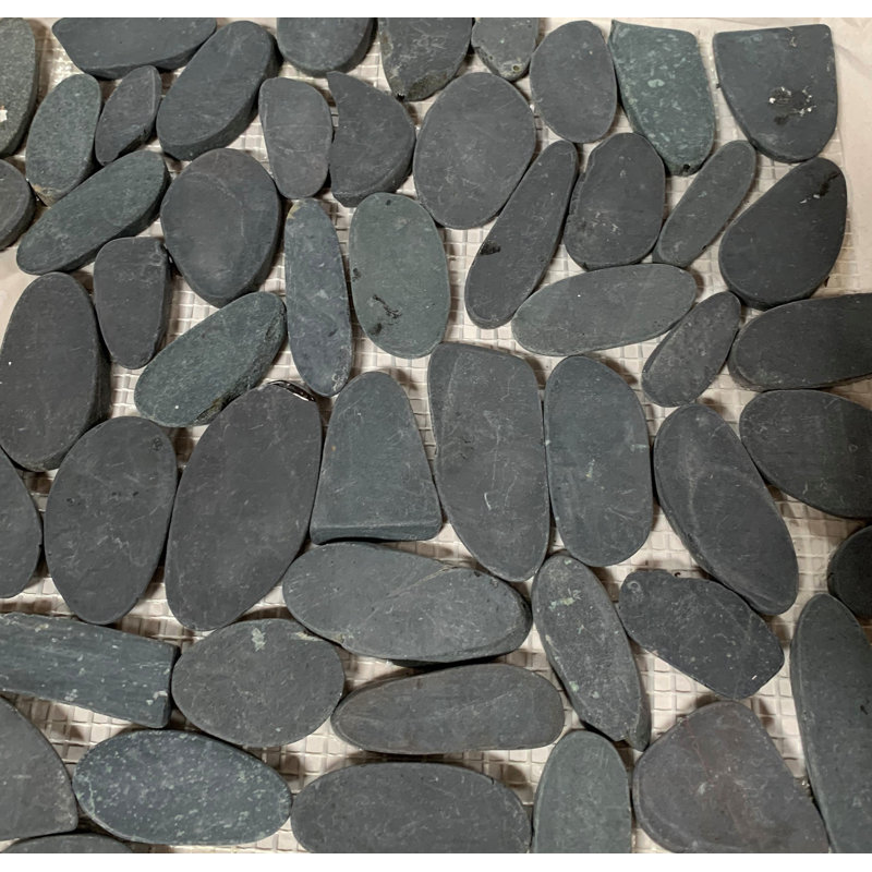 Mosaïque galet noir mat mat 12 po x 12 po