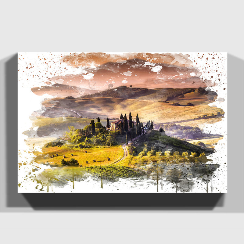 Landscape Tuscany Hills and Mountains - Wall Art, 50cm H x 76cm W, Wrapped Canvas