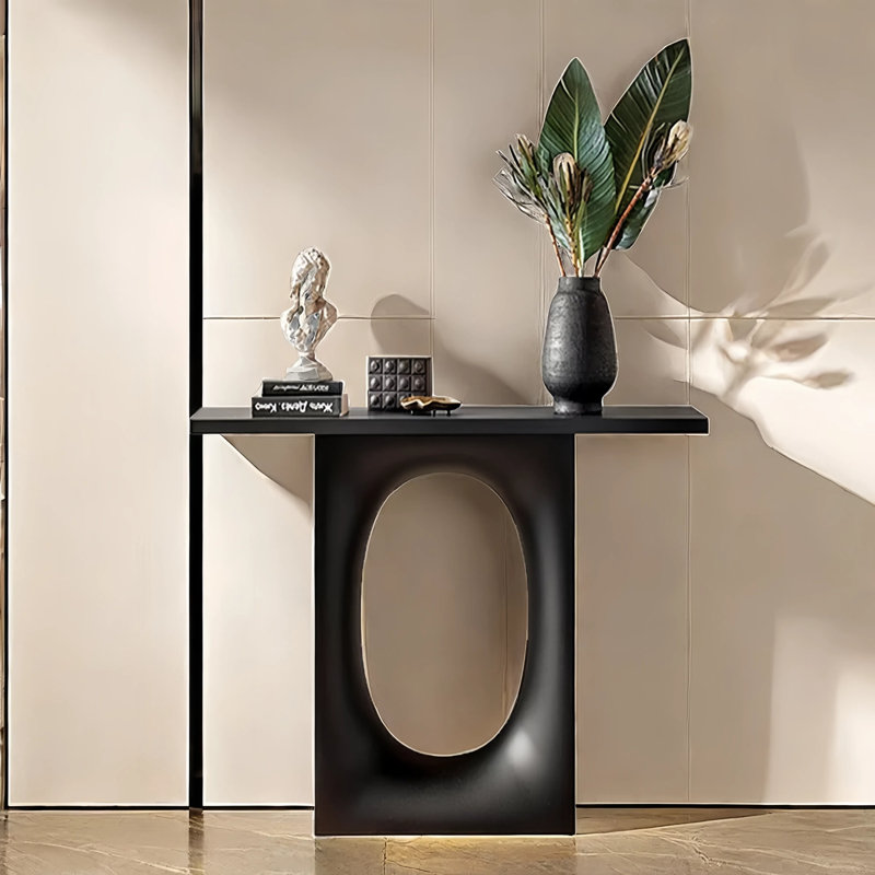 Console italienne italienne minimaliste noire, H 35,4 po x l 39,4 po x P 13,8 po