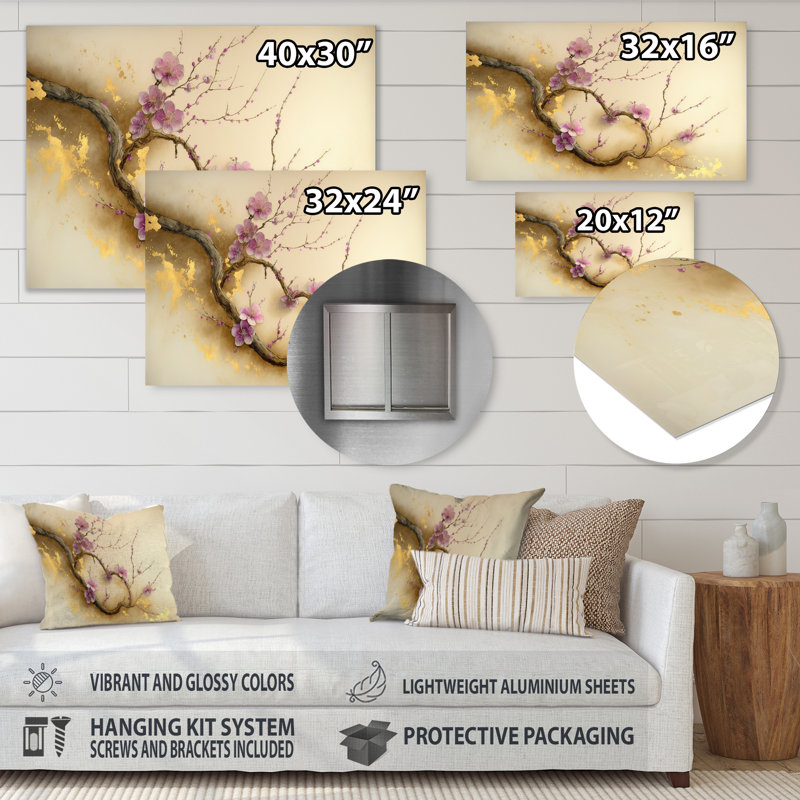 Décoration murale branche de cerisier en fleurs Cottleville, H 12 po x l 20 po x P 1 po