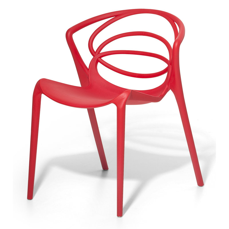 Stacking Patio Dining Side Chair, Red