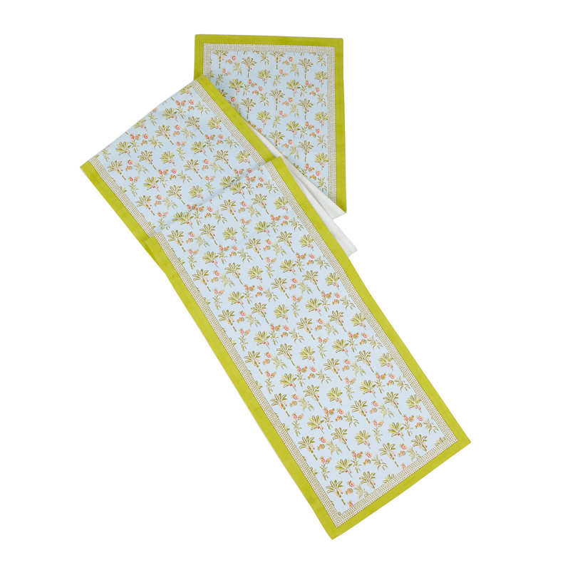 Chemin de table en coton Tropical Opulence,  Vert