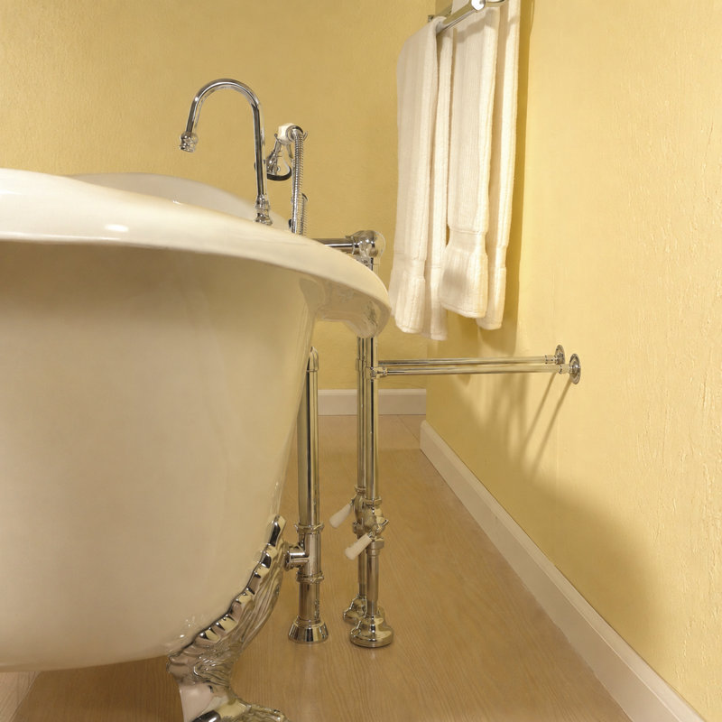 Ensemble de baignoire autoportante pour pieds avec arrêts, Chrome