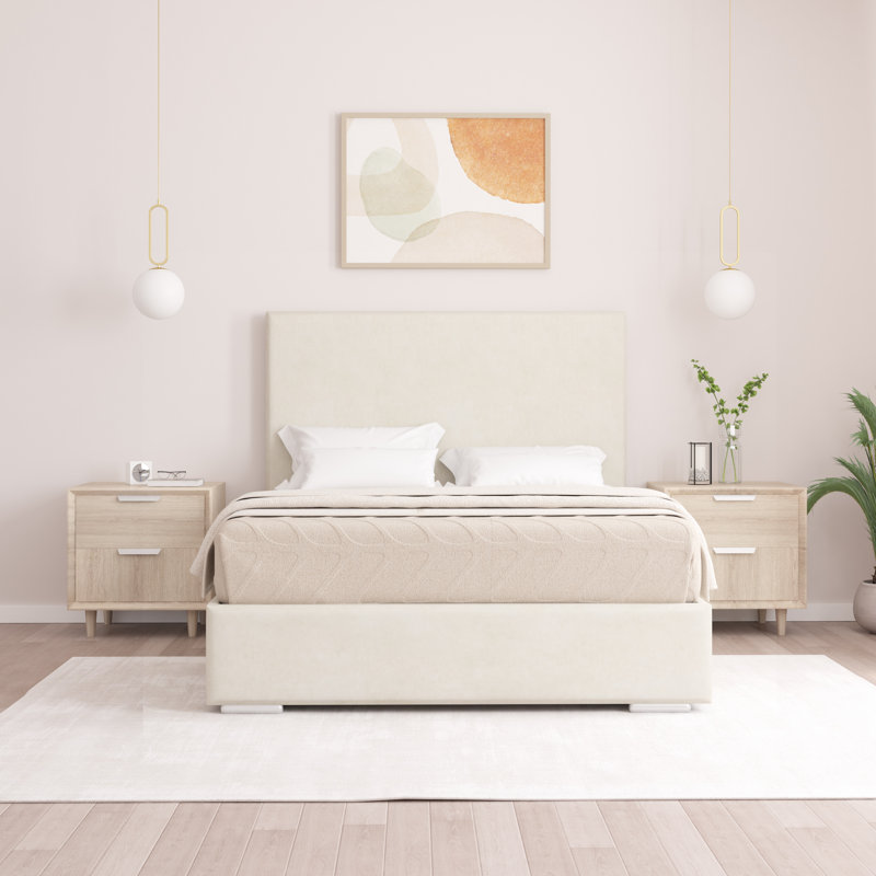 Shetye Upholstered Bed, Single (3'), Cream