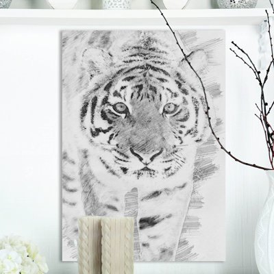 Tigre noir et blanc - reproduction sur toile tendue