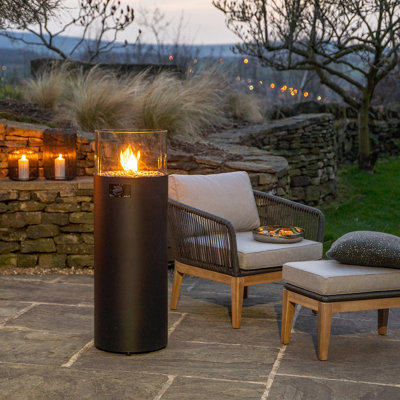 Himanshu Round Douglas Fir Wood Propane Smokeless Fire Pit Table with Hidden Fuel Tank