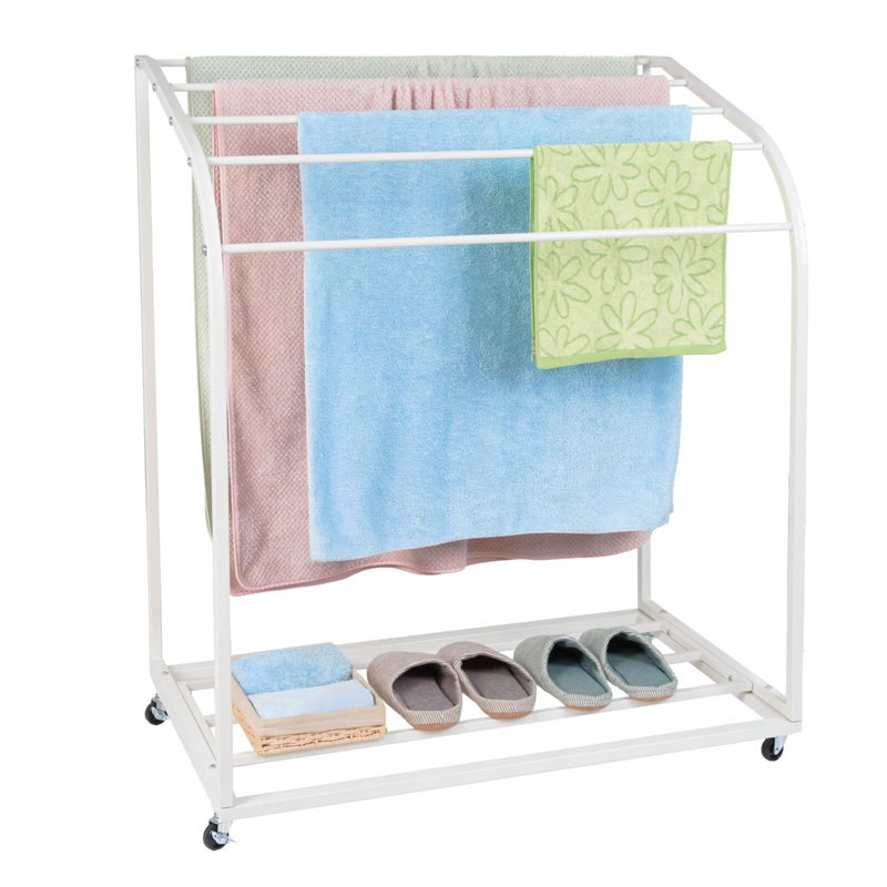 Pool Towel Rack Outdoor With Wheels, White
