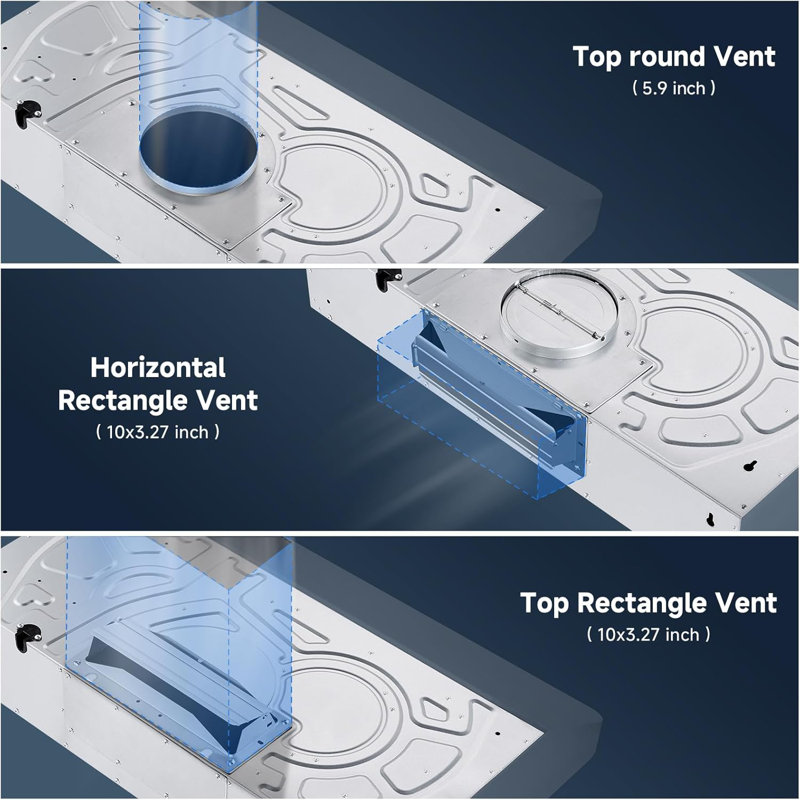 Hotte sous-armoire Amzchef 30 po, 750 pi³ / min, hotte de cuisine en acier inoxydable 750 po³, ventilateur à 3 vitesses, contrôle par bouton, lumières DEL lavables au lave-vaisselle, filtre à trois sorties