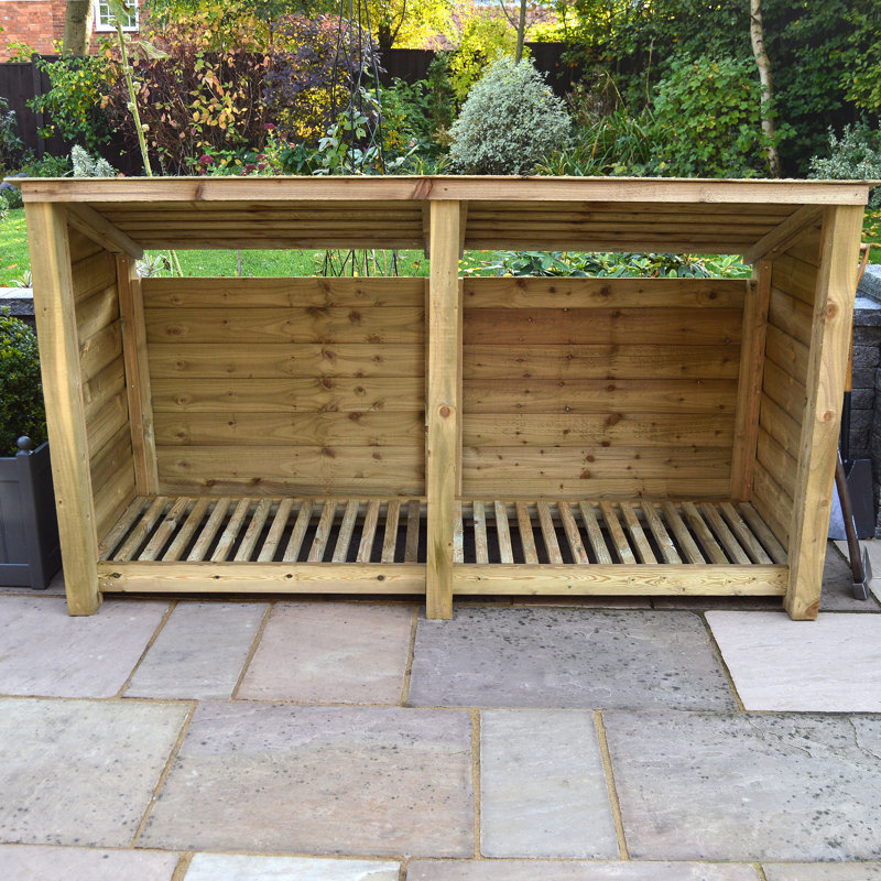 Troutville 230cm W x 74.5cm D Solid Wood Log Store, Light Green