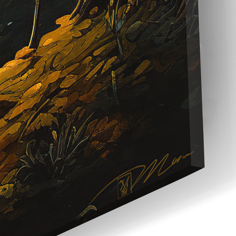 «Cypress Trees At Night» par Momart, art mural en verre acrylique, H 24 po x l 16 po x P 0,2 po