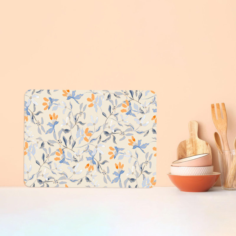 Abstract Floral Pattern Glass Cutting Board Ideal for Modern Kitchen Decor and Practical Usage, 7.9" x 11.8"