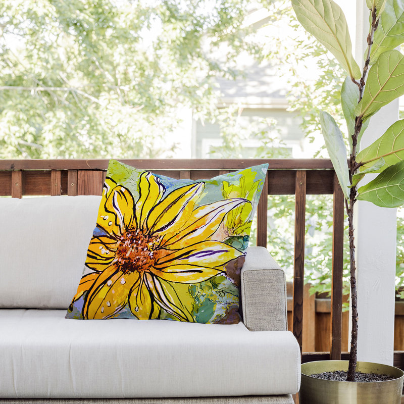 Coussin décoratif intérieur / extérieur Sunflower Ribbon, 20 po x 20 po