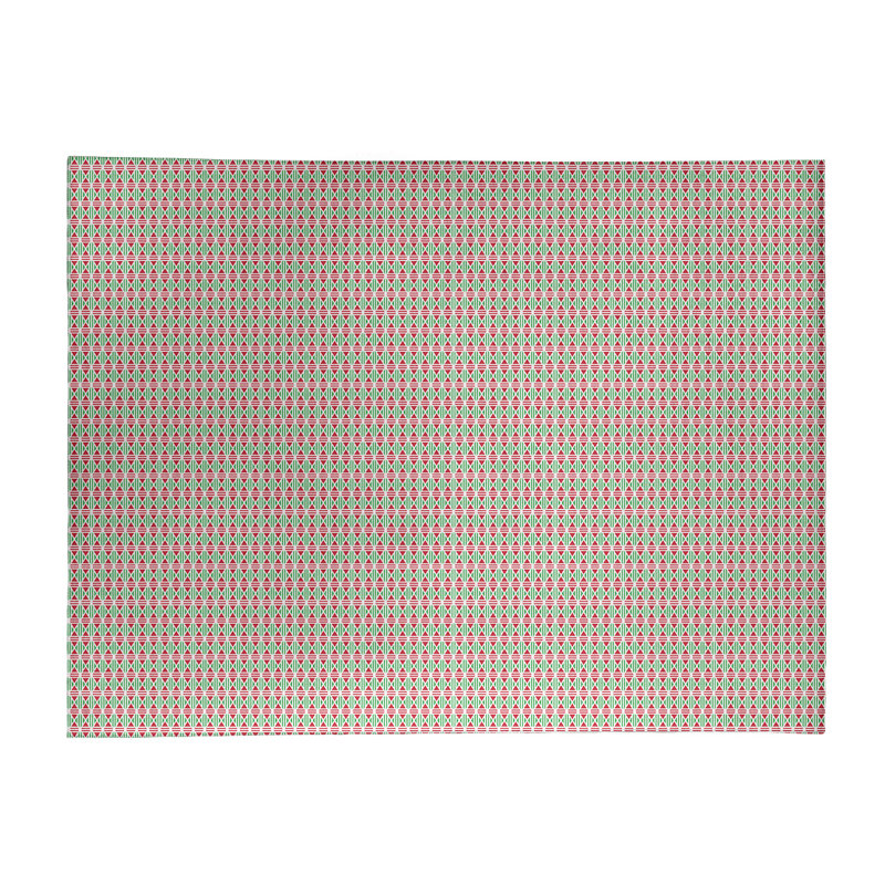 Tapis rouge/vert fait main géométrique, Rectangle 9 pi x 12 pi