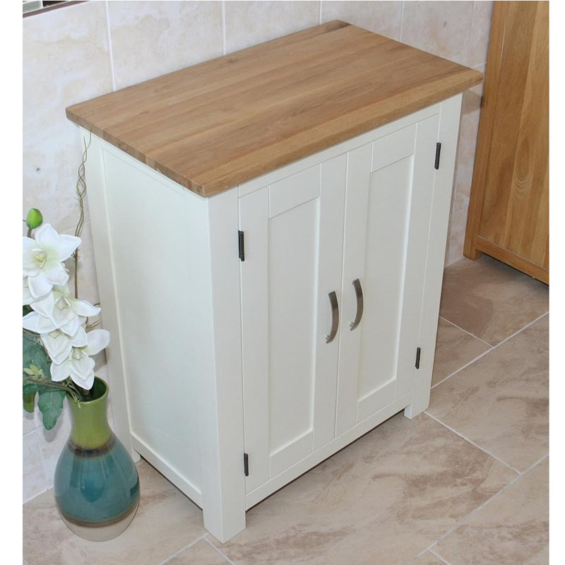 Hailie Solid Wood Bathroom Cabinet, White Painted