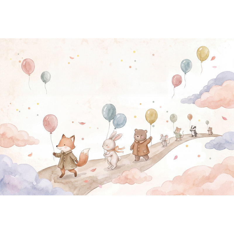 Papier peint animaux aquarelle Woodland, 120 po x 96 po, Non tissé