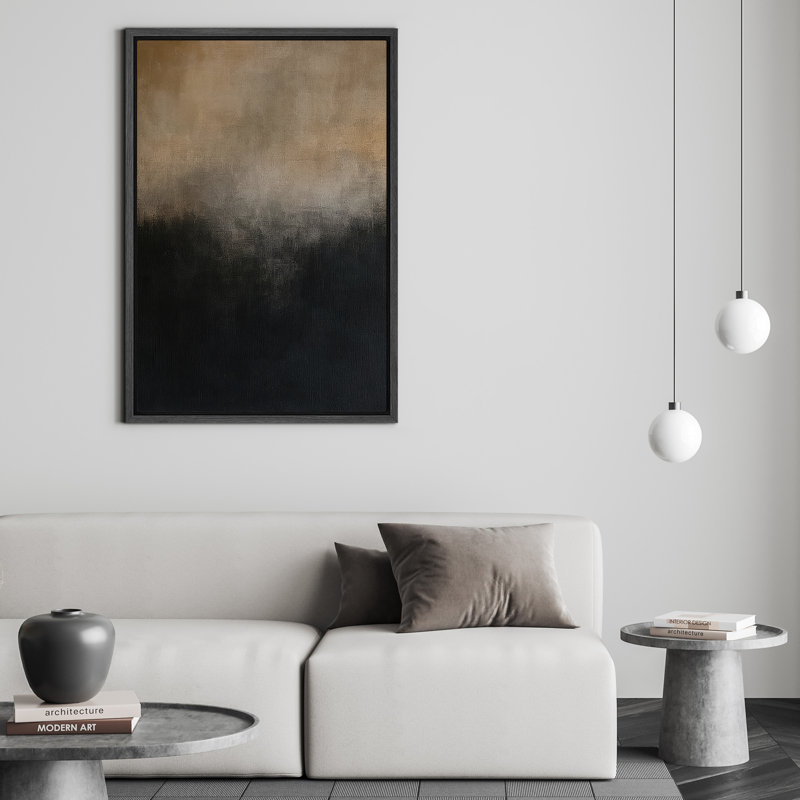 Impression sur toile abstraite foncée pour décoration de salon, Noir, H 24 po x l 16 po, Cadre flottant