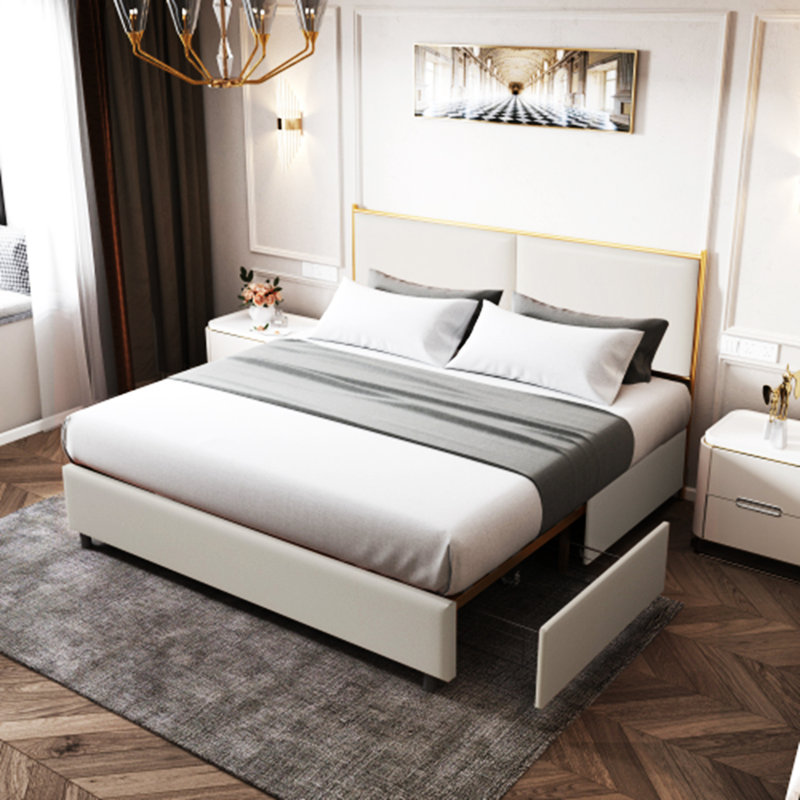 Lit plateforme avec rangement Hiers, Complète, Blanc
