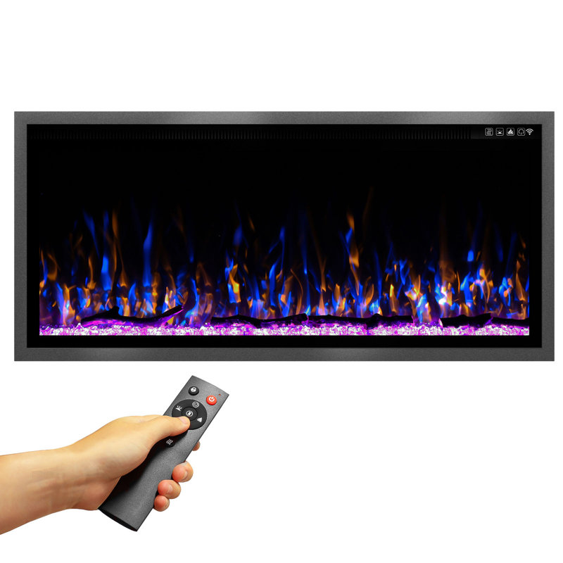 Smart Linear Electric Fireplace, 23.23" H x 42" W x 4.45" D