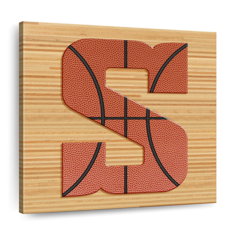Basketball lettre S - impression sur toile tendue, H 10 po x l 10 po x P 1,25 po