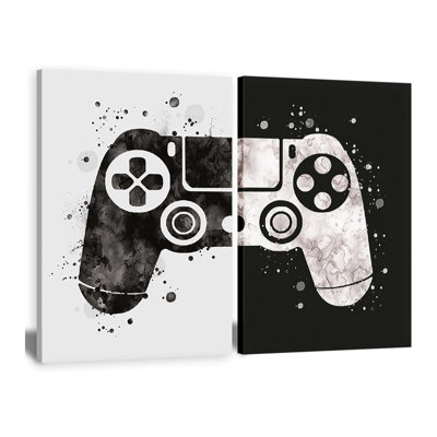 Framed Gamepad Canvas Wall Art Video Game Themed Pictures Painting Artwork Gaming Black Game Room Decor Posters Prints Wall Art Gifts For Game Lovers Wall
