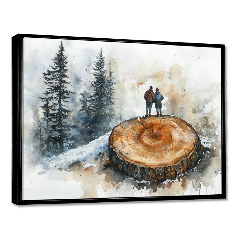 Gervas, randonnée dans un paysage d'hiver II - Randonnée, art mural, H 30 po x l 40 po, Floater Framed, Noir
