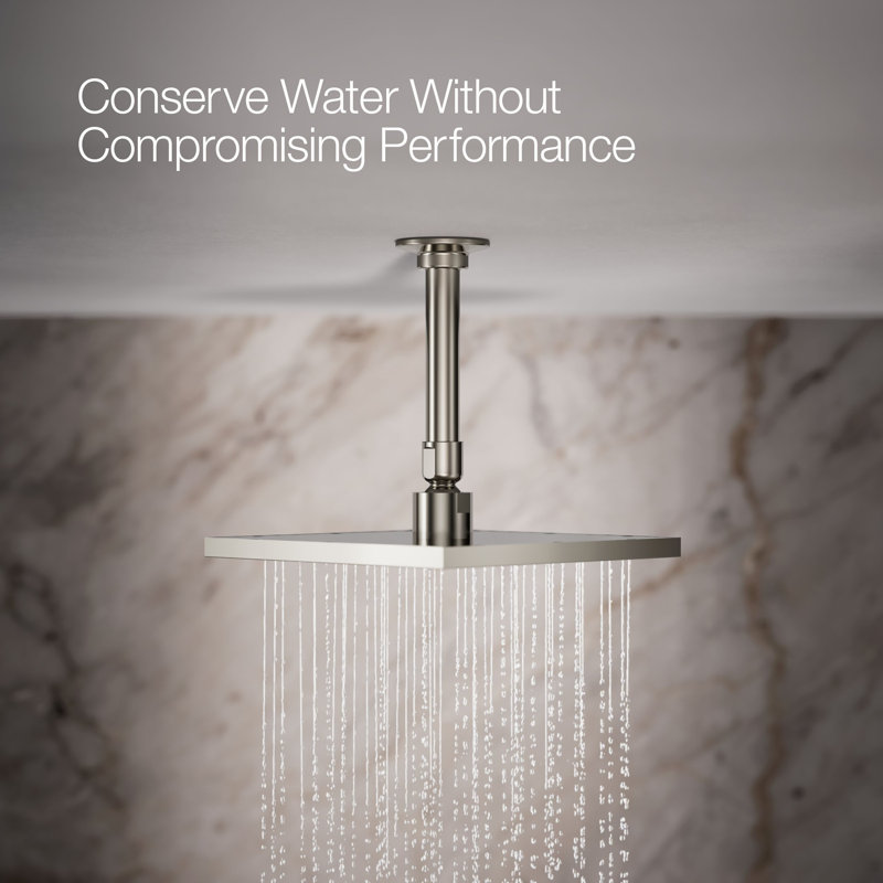 Contemporary Rain Shower Head, Vibrant Polished Nickel, 1.75 GPM, Square