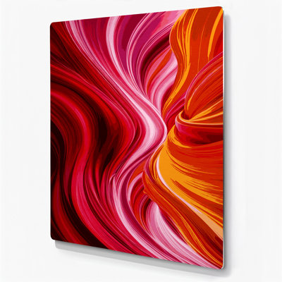 Abstraction numérique 9, art mural en métal rouge