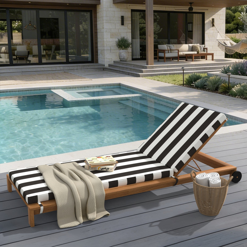 Sunbrella® Outdoor Chaise Cushion, 26" W x 80" D, Sunbrella® Cabana Classic Black