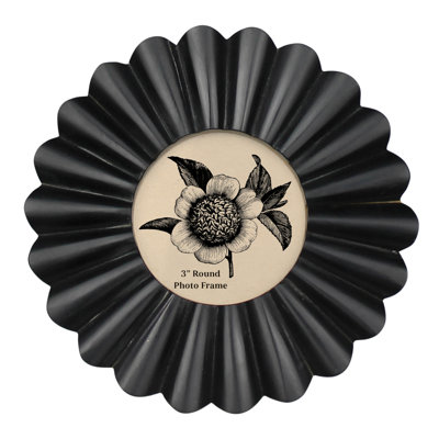Scalloped Round Frame, Black - 3”