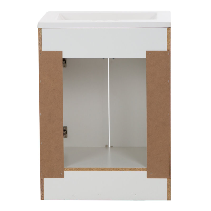 White 25" Single Bathroom Vanity with Cultured Marble Top
