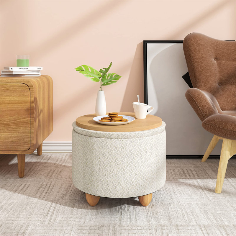 39cm Wide Footstool Ottoman, Cream