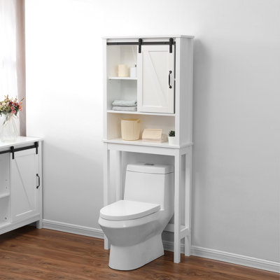 66.9'' H Over-the-Toilet Bathroom Storage Cabinet with Sliding Barn Door