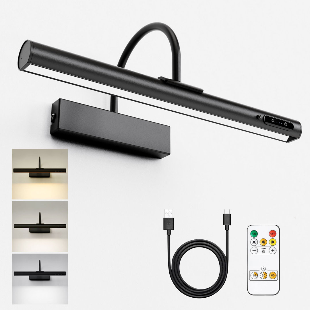 Wireless Picture Light, Rechargeable Battery Wall Lamp With Remote