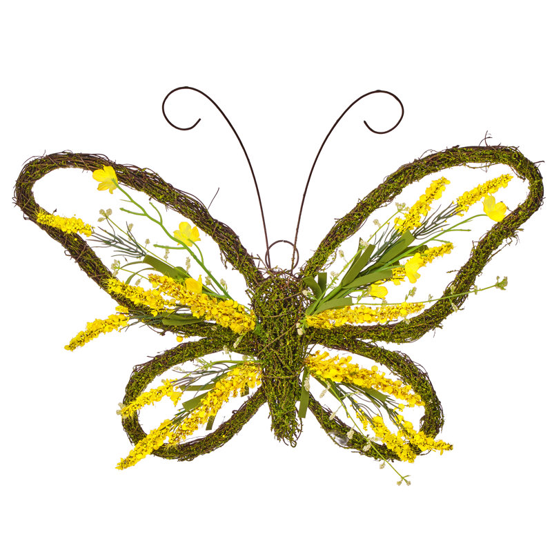 Couronne florale 18 po, Couronne de papillon jaune