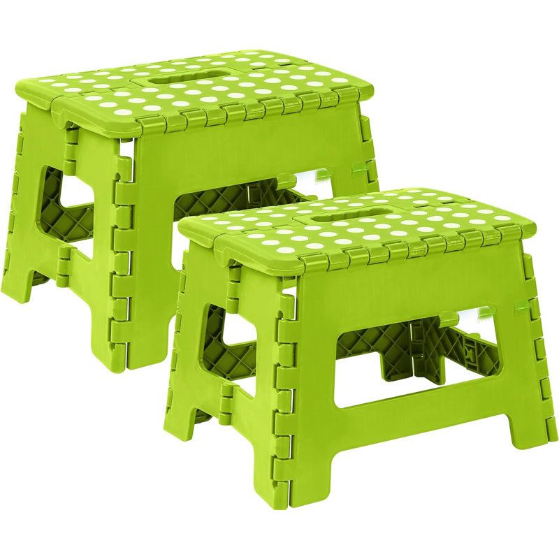 Marchepied pliable - (paquet de 2) marchepied avec hauteur de 9 pouces - peut supporter jusqu'à 300 lb - marchepied pliable léger en plastique pour la cuisine, la salle de bain et le salon (rose)