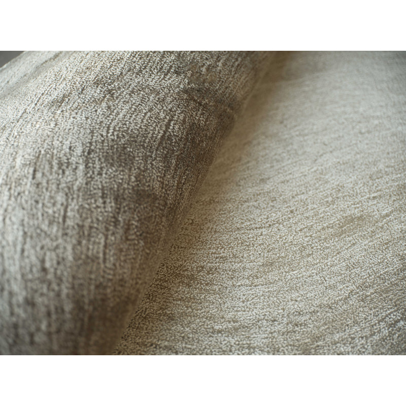 Mitomo Handmade Wool/Bamboo Silk, Taupe Area Rug, Rectangle 12' x 15'