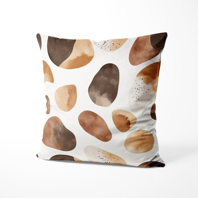 Country Farmhouse Throw Pillow - Geometric Brown And Beige Cocoa Shapes Printed Cushion