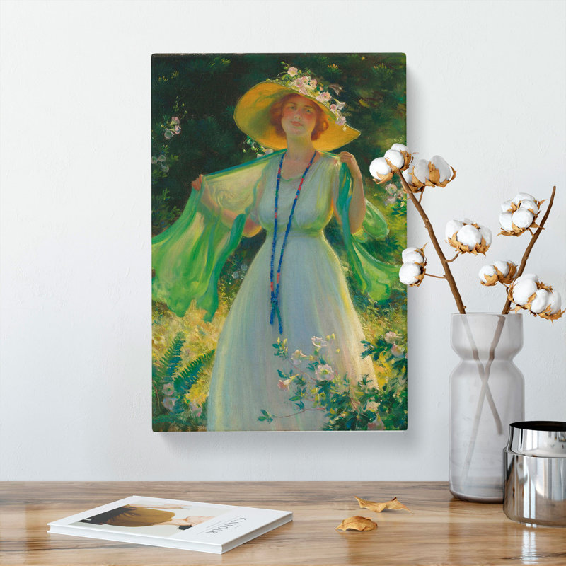 Lady In A Summer Garden by Charles Curran - Wrapped Canvas Print, 76cm H x 50cm W x 3cm D