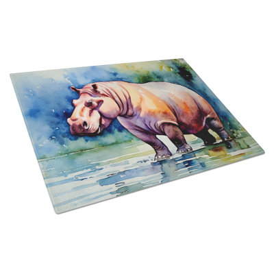 Hippopotamus Glass Cutting Board Large