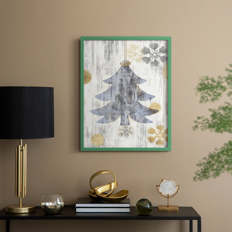 «Christmas Holiday Art CCLXVIII», reproduction d'art encadrée - bois massif, H 30 po x l 24 po, Vert