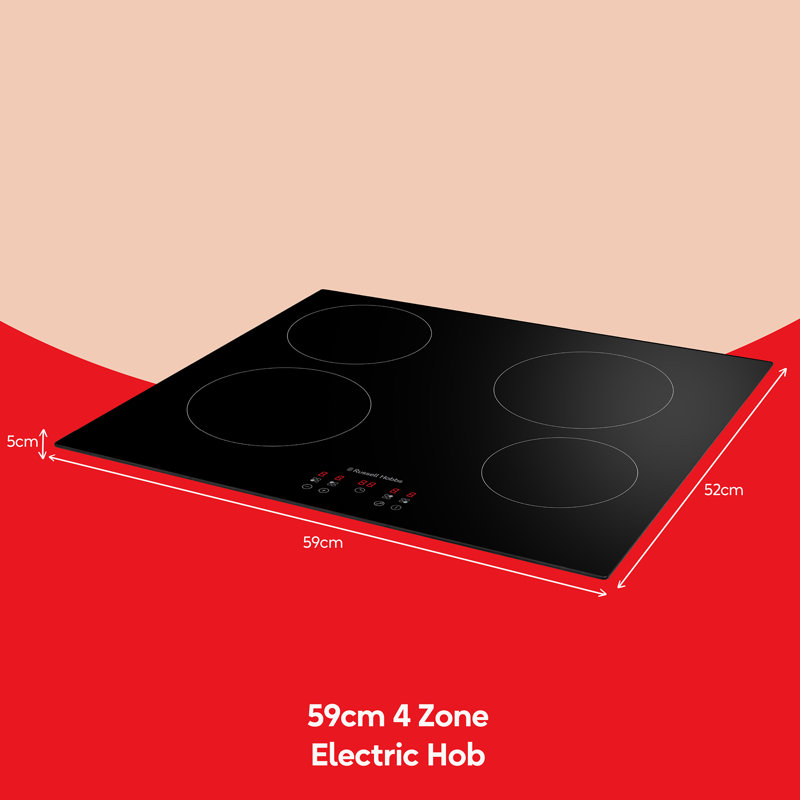 Russell Hobbs Rh60eh413b 59cm 4 Zone Electric Hob With Touch Control In Black