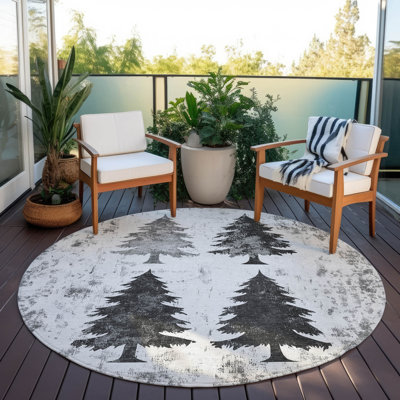 Tapis gris arbre de Noël lavable à la machine intérieur / extérieur Xhevrie