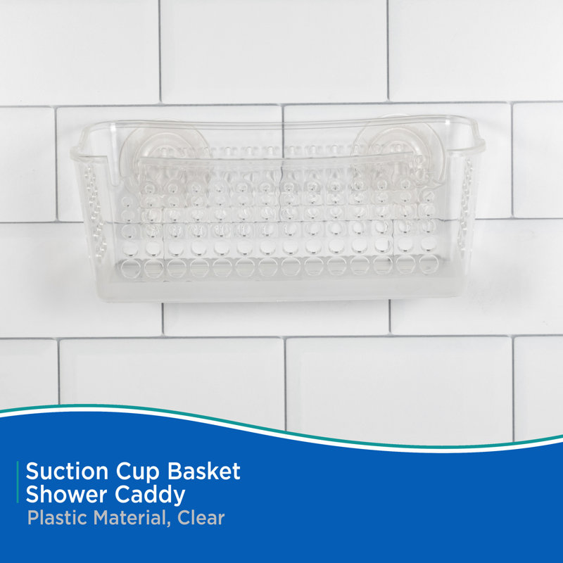 Clear Plastic Suction Cup Shower Basket Caddy