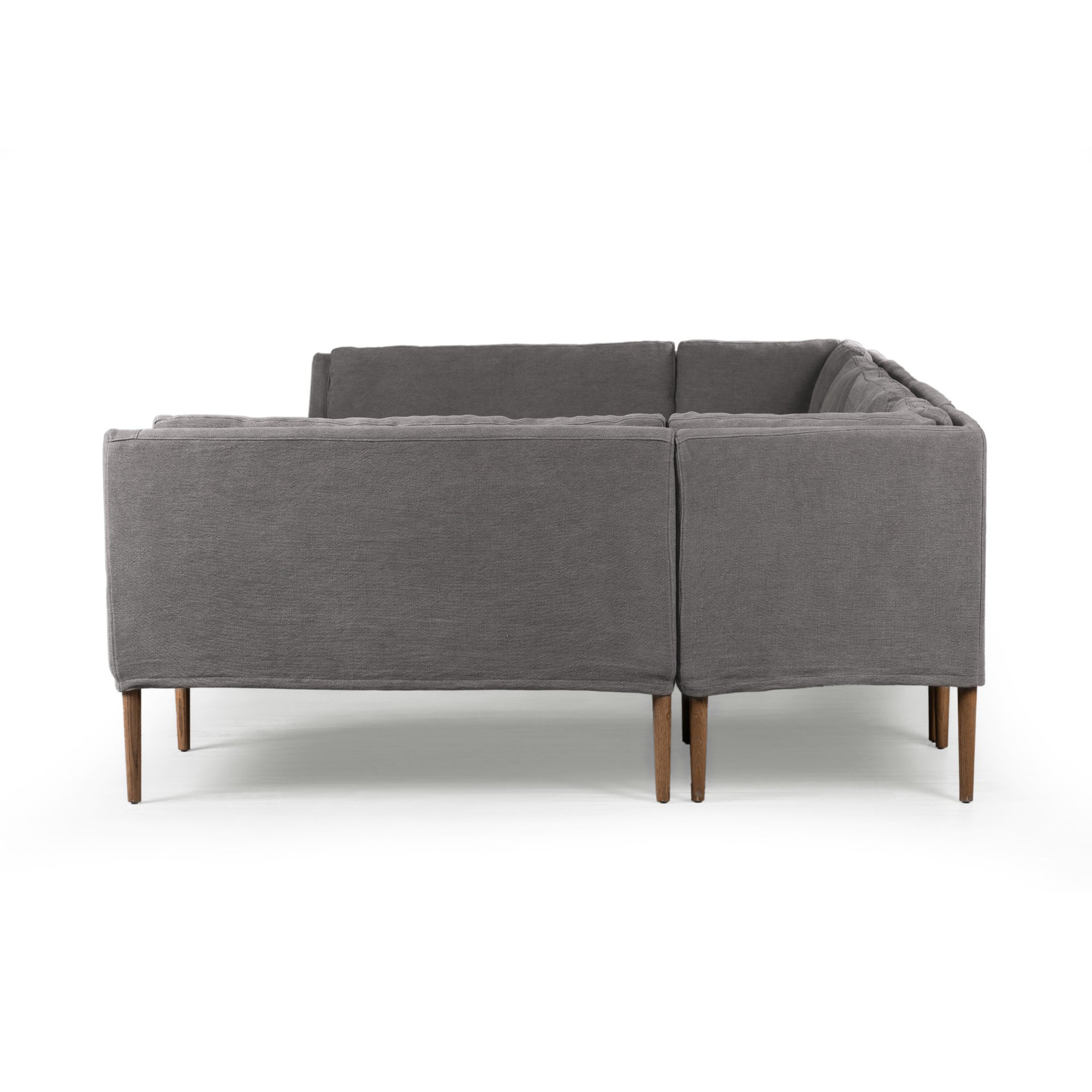 Aurelia Dining Banquette, 34.5" H x 131" W x 75" D, Broadway Denim Linen