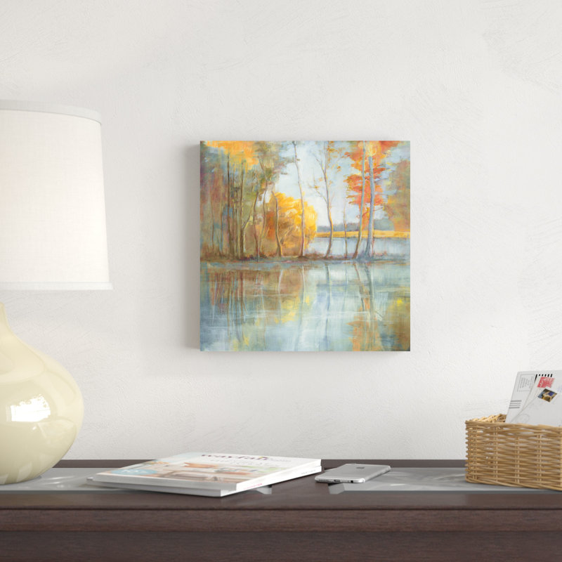 " Lakeside Reflection " by Danhui Nai Painting Print, 12" H x 12" W x 1.25" D