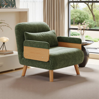 Convertible Sleeper Chair, 3-Second Switch to Chaise or Small Bed, Adjustable Back, Ideal for Small Spaces