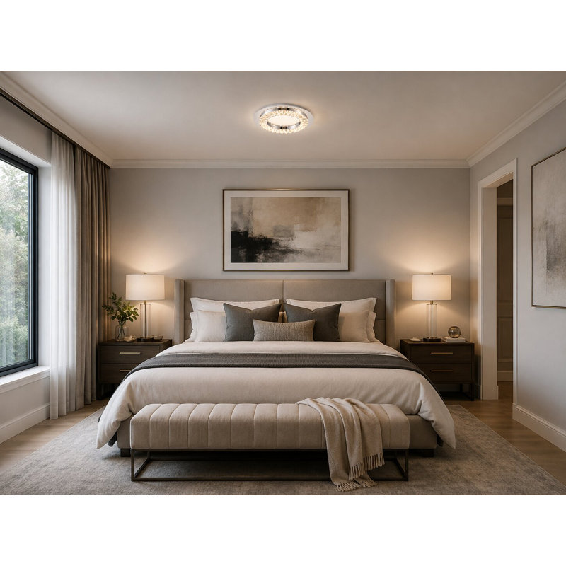 Transitional LED Round Crystal Flush Mount, 1.5" H x 14.9" W x 14.9" D, 4000K