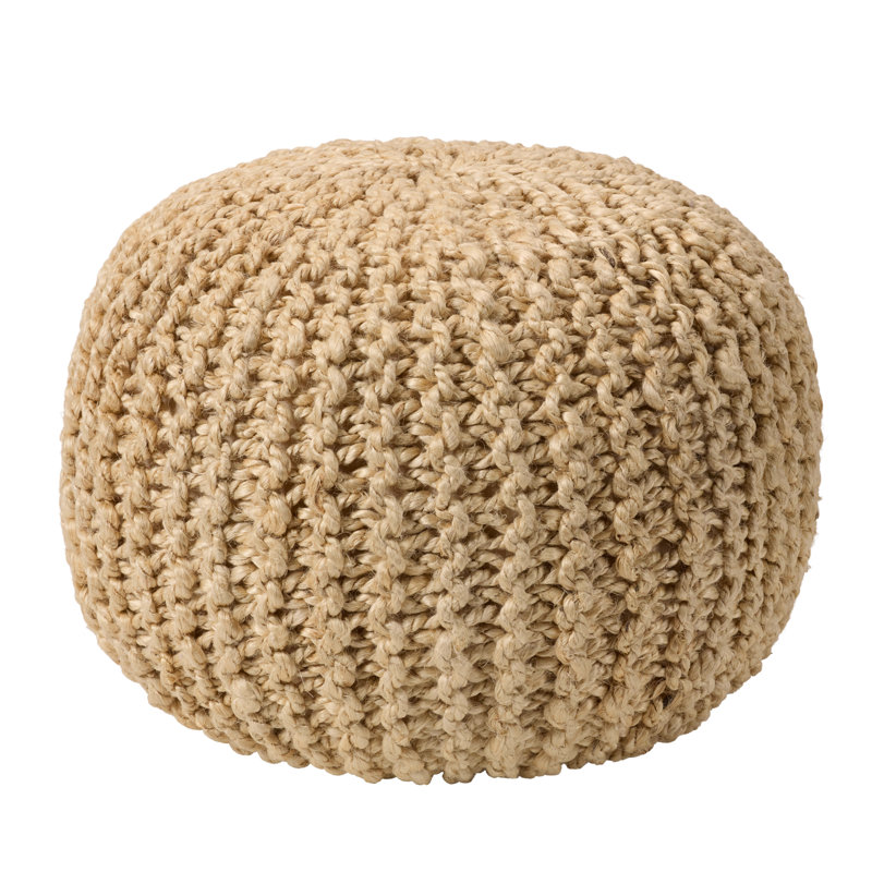 Deckerville Upholstered Pouf, Beige Jute