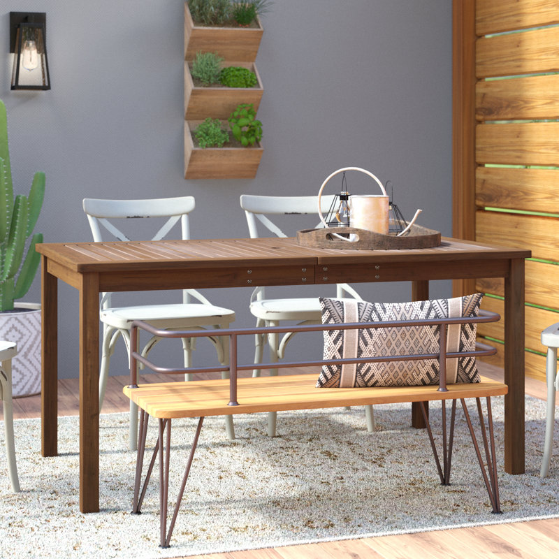 Alfonsi Acacia Wood Outdoor Dining Table, Dark Brown
