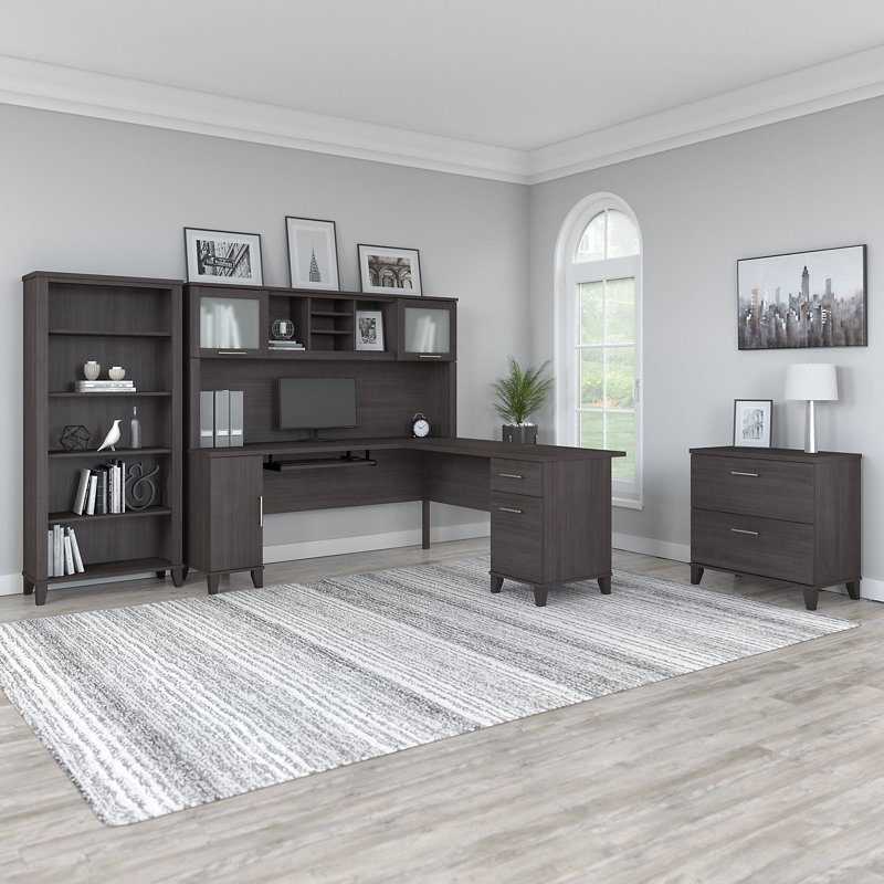 Magomed 4 Piece Computer Desk Office Set, Storm Gray